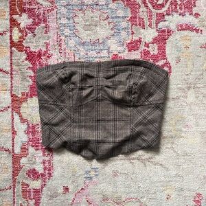 Free People Out West Plaid Corset strapless top